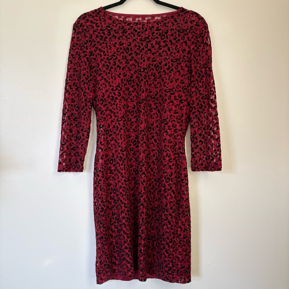 Cherie Dresses & Skirts - Cherie LA Red Velvet Sheer Animal Print Dress Size Large NWT